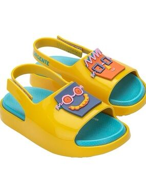 Mini Melissa Yellow and Turquoise Character Slingback Sandals